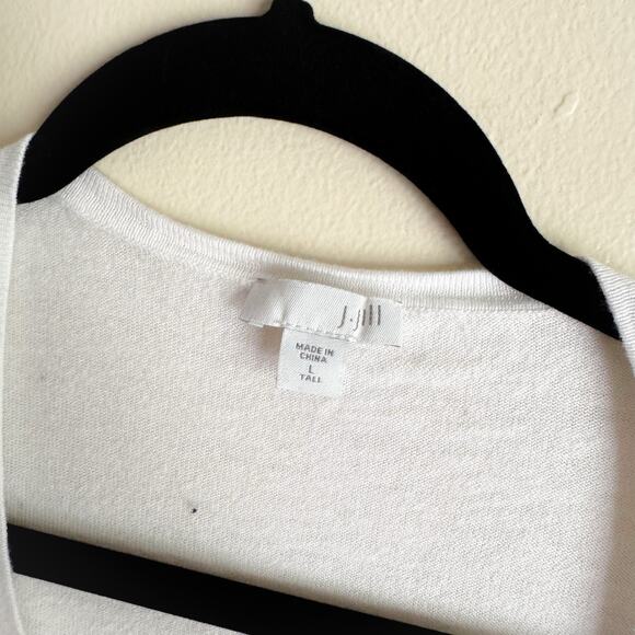 J. Jill White Button Front Cotton Bamboo Lightweight Cardigan Sweater Large Tall - Picture 2 of 6